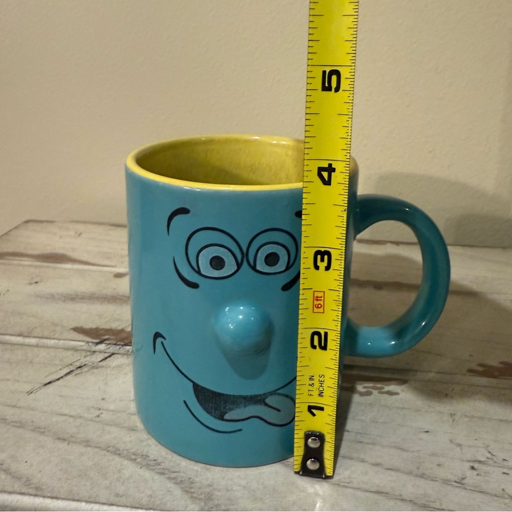 Vintage 3D Nose Funny Smiley Face Tea Cup Blue & Yellow - Picture 6 of 8